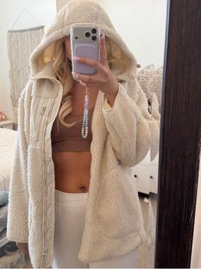 H&M Cream Sherpa Hooded Jacket